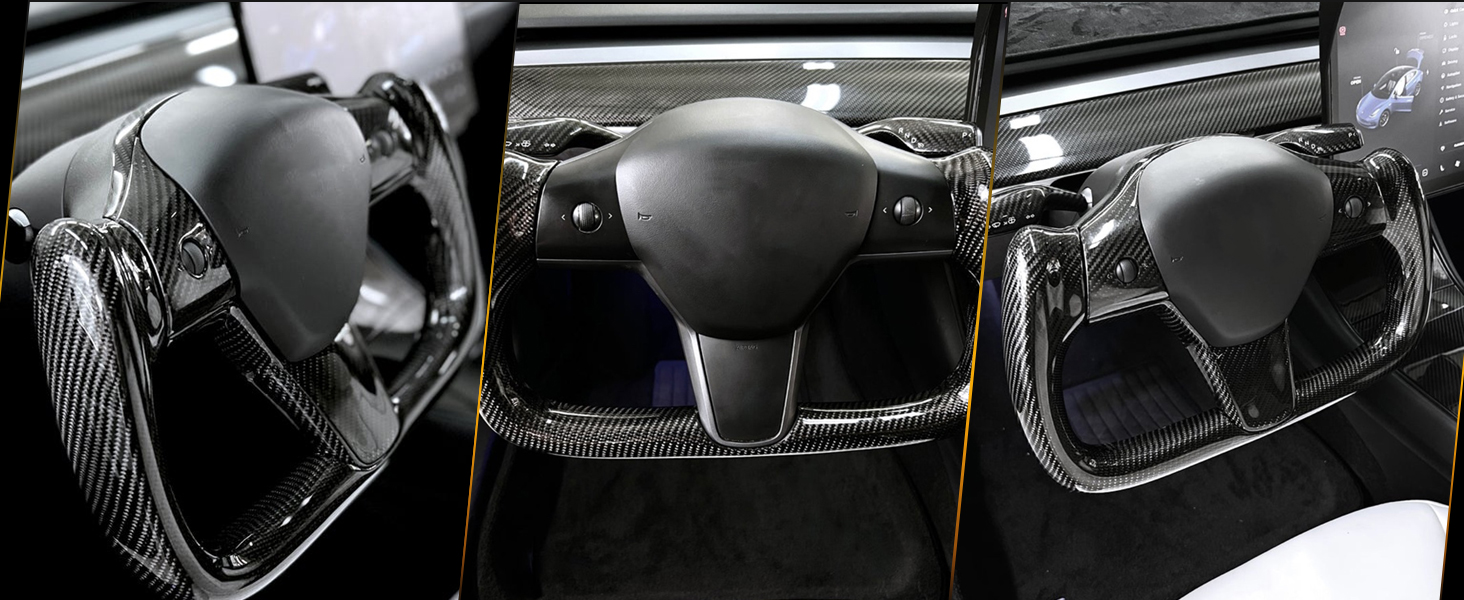 Yoke Steering Wheel for Model 3/Y-2017-2023 Personalized, Modified Real Carbon Fiber Steering Wheel