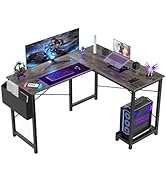 Sweetcrispy L Shaped Desk Gaming Computer 50 Inch Reversible Corner PC Work Table for Writing Stu...