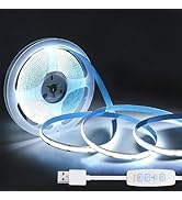 ZSLAIFU COB LED Strip Lights White 3.28ft, 5V Dimmable LED Light Strip, Flexible USB Light Strip ...