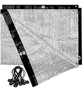 70% Aluminum Shade Cloth 10 FT x 10 FT, Durable Mesh Silver Tarps with Grommets and Ball Bungee,R...
