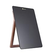 Desktop Black Glass Dry Erase Whiteboard with Reversable Wood Stand, Small Portable White Board E...