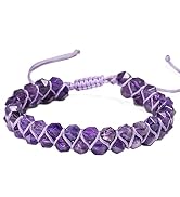 Natural Amethyst Bracelet for Men Women, 6mm Double Layer Braided Healing Crystal Bead Bracelet, ...