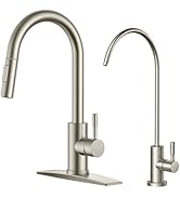 FORIOUS Kitchen Faucet and Water Filter Faucet Combo, Stainless Steel Traditional Sink Faucet wit...