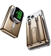 REWONDER for Magsafe Protable Charger, 10000mAh Wireless Portable Charger Built-in 2 Cables, 5-in...