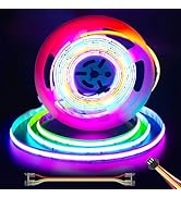 Gingsow RGB WS2811 IC COB LED Strip Lights 18ft,DC12V Addressable Chasing Color RGB LED Lights,Mu...