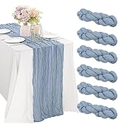 6 Pieces Dusty Blue 10FT Cheesecloth Table Runner Boho Gauze Fabric Table Runner Rustic Sheer Run...
