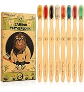 Tetragonal tree Bamboo Toothbrushes (8 Count) BPA Free Soft Bristles Natural Toothbrush Set - Bio...