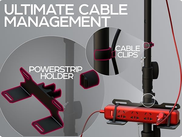 Ultimate cable management: organise wires with powerstrip holder and cable clips