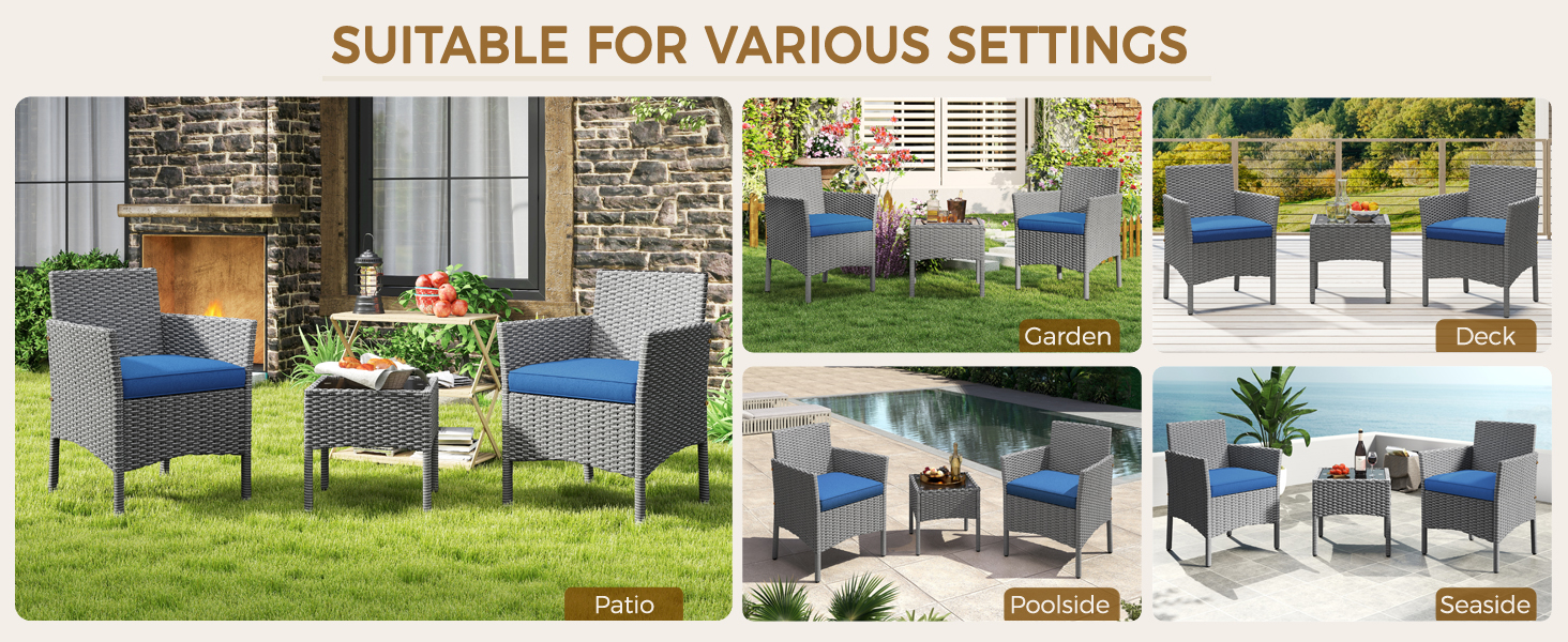 3-Piece Rattan Furniture Set