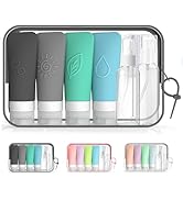 KLKE 16-Piece Silicone Travel Bottles Set – TSA Approved Leakproof Toiletry Kit with Flat Easy-Sq...