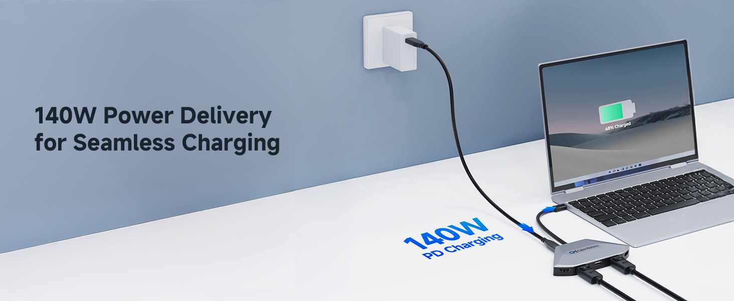 USB C multiport adapter supporting 4K quad displays, HDR10, and HDCP for enhanced video quality