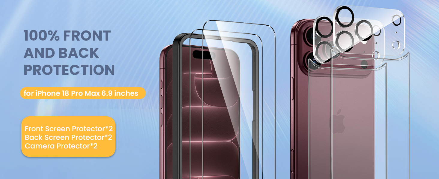 Maxdara for iPhone 18 Pro Max Back Screen Protector Front Screen Protector Camera Protector