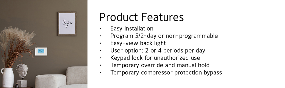 TX9100U-A04 Product features easy install program 5/2 day or non-programmable back light