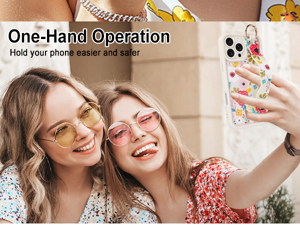 Jefonha for iPhone Series Case with Finger Hand Wrist Strap for Girls Women