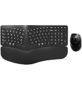 Ergonomic Wireless Keyboard Mouse Combo, EDJO Bluetooth/2.4G Dual Channel, Split Design, Soft Foa...