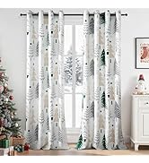 Christmas Living Room Curtains 84 Inches Long 2 Panels Burg,Grommet Xmas Decoration Window Curtai...