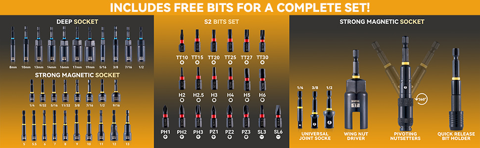 INCLUDES FREE BITS FOR A COMPLETE SET!