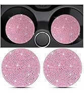 KHGUZ 2PCS Bling Car Cup Holder Coaster, Crystal Rhinestone Non-Slip Insert Auto Cup Pads, Sparkl...