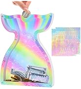 Piggy Bank Girls Kids Piggy Banks Cute Mermaid Coin Money Bank with DIY Alphabet Stickers, Rainbow