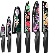 Astercook Knife Set, 12-Piece Flower Kitchen Knives Sets with Blade Guards, Dishwasher Safe, Germ...