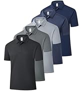 ZITY 5 Pack Mens Polo Shirts Short Sleeve Fast Dry Golf Shirt Moisture Wicking Performance Casual...