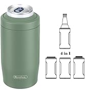 4-in-1 Skinny Can Cooler Double Wall Stainless Steel Insulated Can Holder,Can Coozie, Works With ...