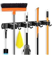 IMILLET Broom and Mop Holder Wall Mounted, Broom Holder Stainless Steel Broom Organizer Heavy Dut...