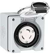 Muelnmey 30Amp Locking Female Plug Power Box, 125 Volt Nema L5-30C Generator Female Connector Out...