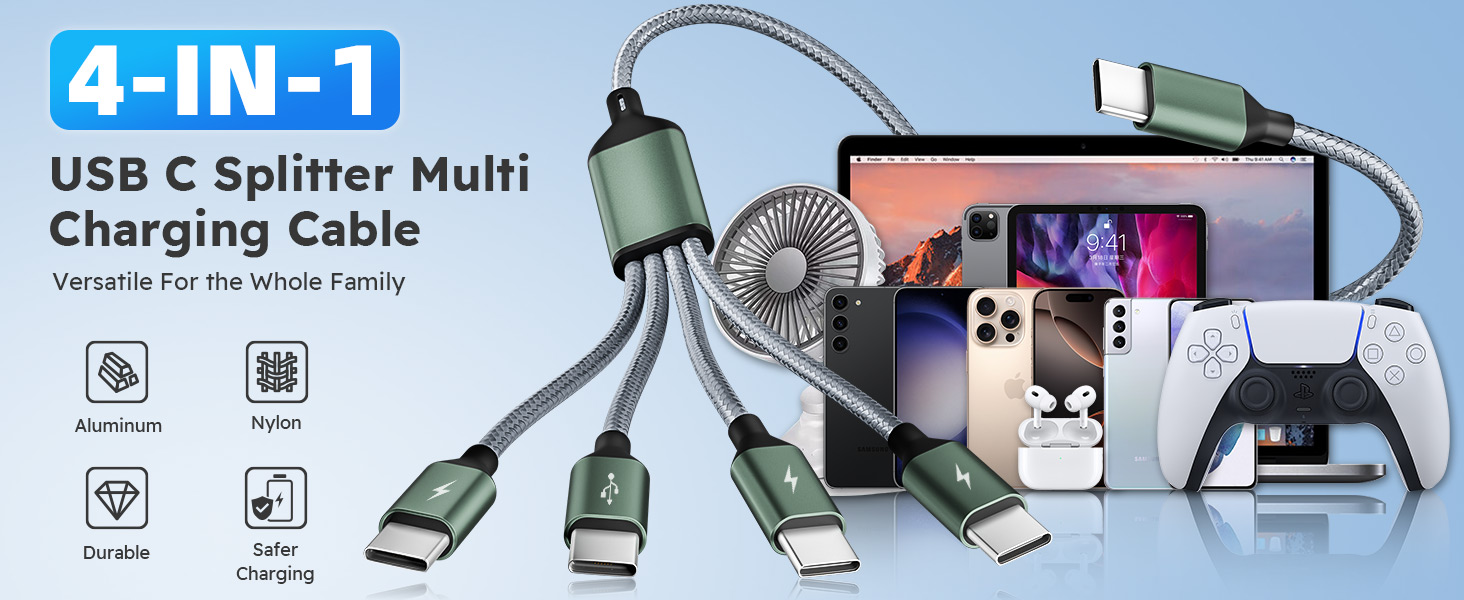 charger cord type c usb c to usb c charging cables for multiple devices multi phone charger