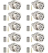 MOOKEERF BNC Male Crimp Connector, BNC Q9 Male Plug Crimp Connector for RG8X LMR240 4D-FB RG8 Min...