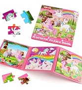 Magnetic Puzzles for Kids Ages 4-6, 20-Piece Toddler Travel Toys Unicorn Princess Puzzles Ages 3-...