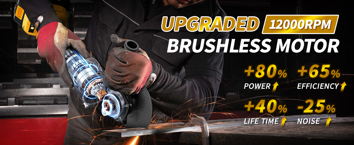 Cordless Angle Grinder 4-1/2 inch Brushless Angle Grinder Tool 12000 RPM