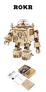 ROKR 3D Wooden Puzzles Music Box - DIY Model Building Kit Mechanical Merry-go-Round Exquisite Displa...