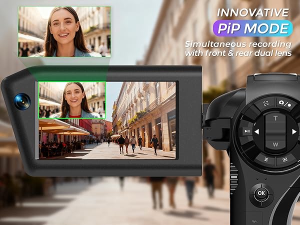 dual lens video camera vlogging camera for youtuber with wifi