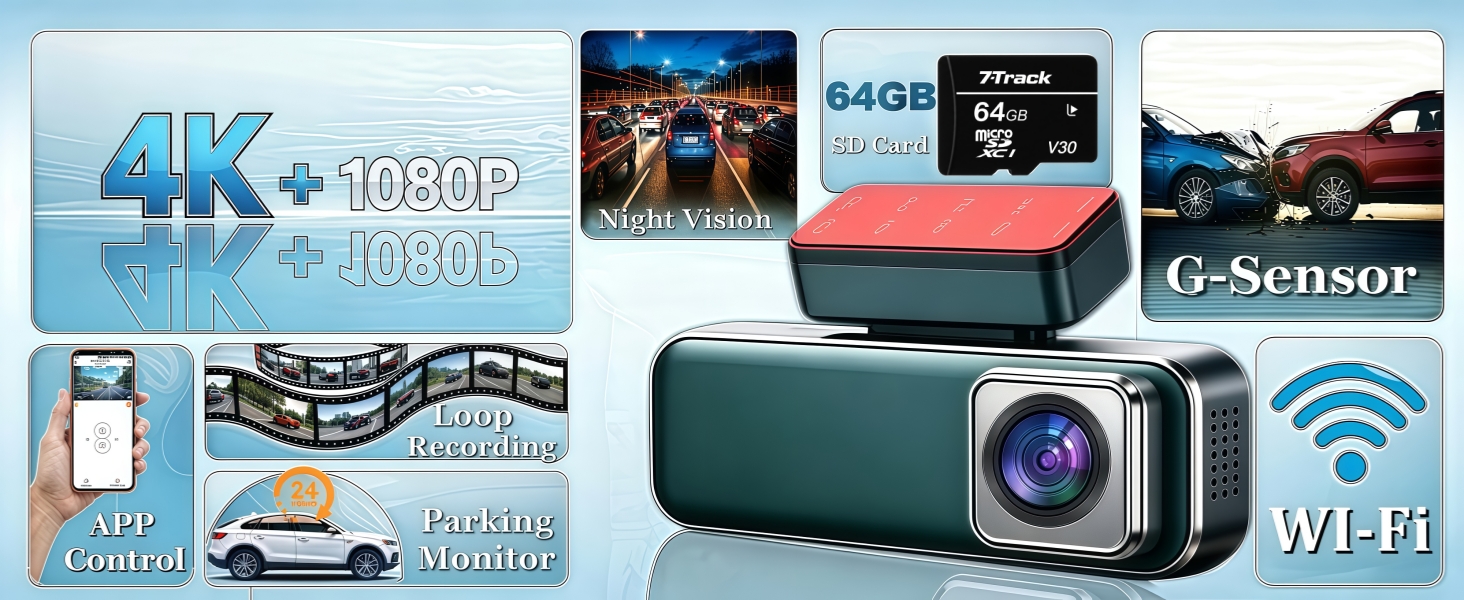 4K Dash Cam Front and Rear