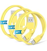 3-Pack Yellow [3.3FT+3.3FT+6FT] USB A to USB C Cable,USB to USB C Car Carplay Cable for iPhone 16...