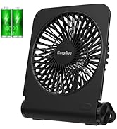 EasyAcc Small Desk Fan, 4000 mAh Ship Approved Fan Rechargeable Battery Operated - 180°Tilt Foldi...