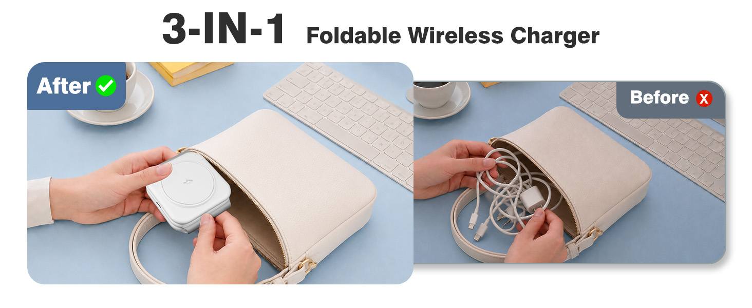 trifold charger for iphone and iwatch travel
