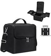 Large Makeup Carrying Train Case for Women, Black Travel Bag Storage Box,4 Tier Professional Nail...