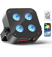 DazzlingStage Mini Rechargeable Par Lights, 4 * 18W RGBWA UV 6 in 1 Battery Powered Upights, APP ...