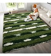 Woottpe 4x6 Feet Area Rugs for Living Room Bedroom,Green and White Machine Washable Soft Fluffy S...