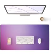 Colorful Star Purple Desk Mat Woman Office Desk Pad Leather Keyboard and Mouse Pad for Desk 31.5