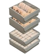 AARAINBOW 4 Packs Underwear Socks Storage Organizer with Lid, Foldable Closet Drawer Organizer wi...