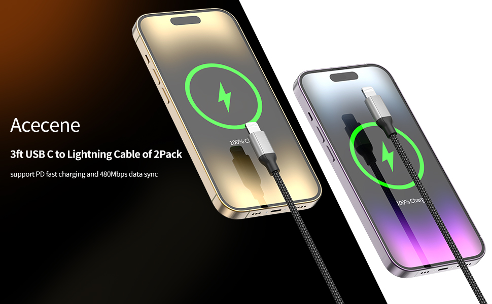 3ft usb c to lightning cable fast charging