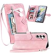 Fofvccv Zipper Wallet Case for Samsung Galaxy S25 FE with 7 Card Slots Holder, Women Retro Emboss...
