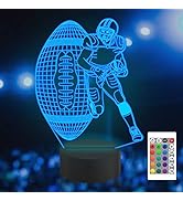 Attivolife Football Player 3D Nightlight, Rugby Illusion LED Lamp with Remote &amp; Touch Control, 16...