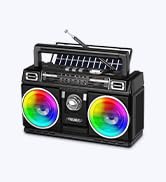 PRUNUS 750 AM FM Radio Portable with Bluetooth Speaker, USB TF Card Playing, Solar/USB-C Recharge...