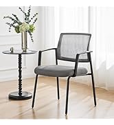 Sweetcrispy Mesh Back Stacking Arm Chairs 1 Pack, Upholstered Fabric Stack Chairs, Sturdy Metal, ...