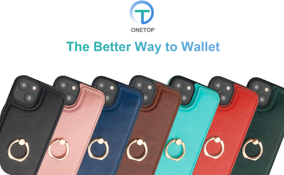 ONETOP Wallet Case with Ring Holder for iPhone 14 Plus