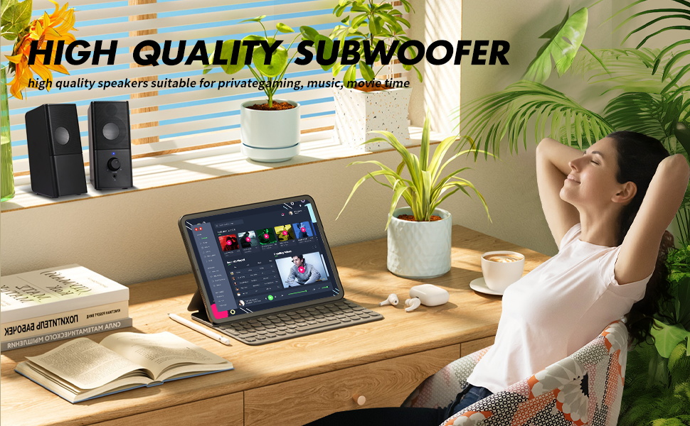 3.5mm Aux Gaming Speakers for PC, Laptop, Desktop, Phone, Full Stereo Sound with Volume Control